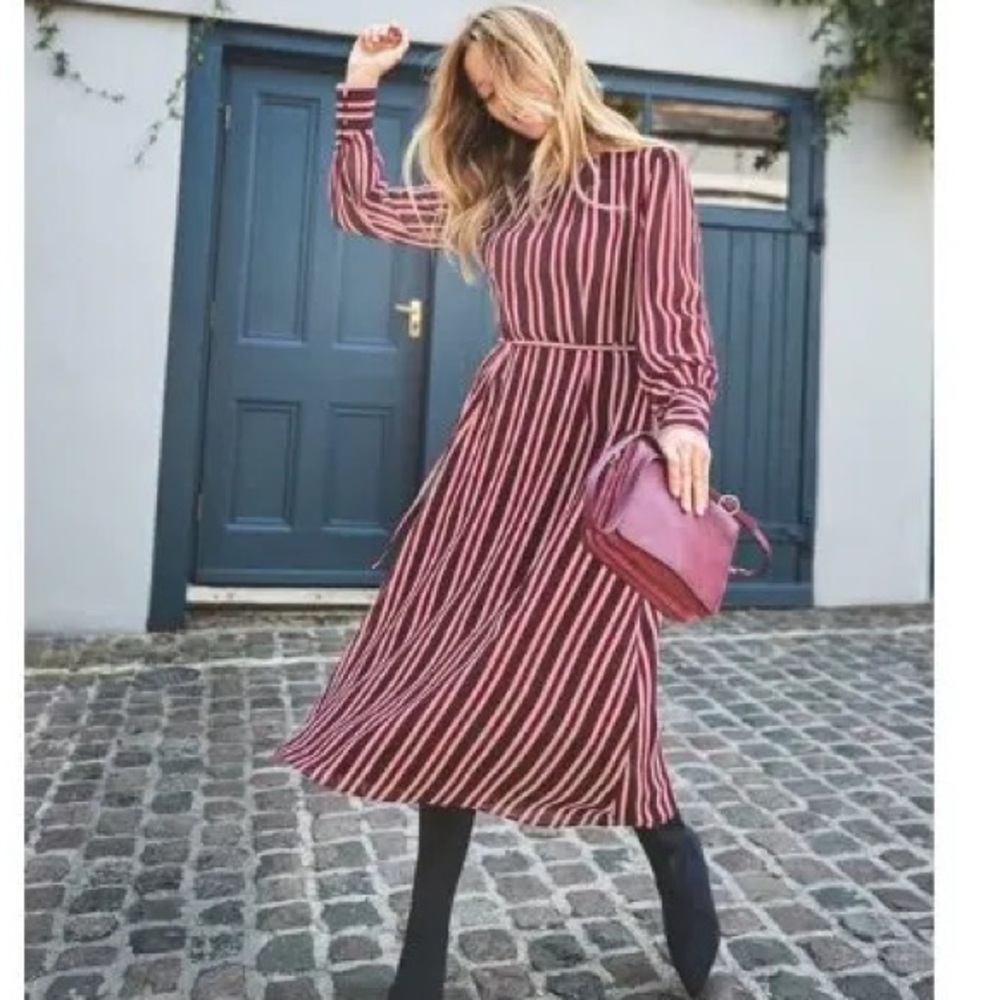 BODEN Alba Midi Dress Mulled Wine Size 4 - Picture 3 of 10